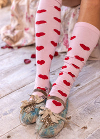 Magnolia Pearl Candy Heart OTK Socks