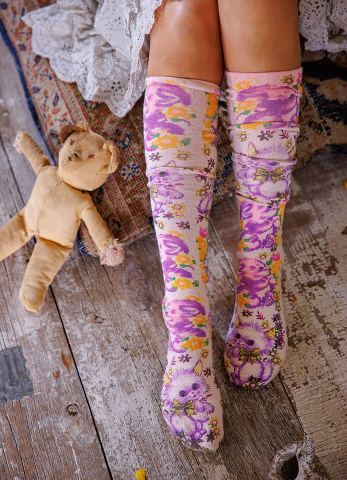 Magnolia Pearl Floral Teddy OTK Socks