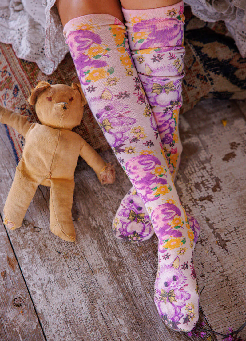 Magnolia Pearl Floral Teddy OTK Socks