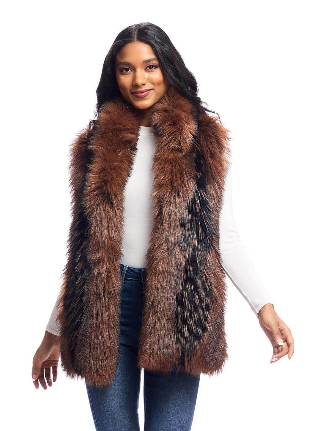 Fabulous Furs Chocolate Fox Faux Fur Hook Vest