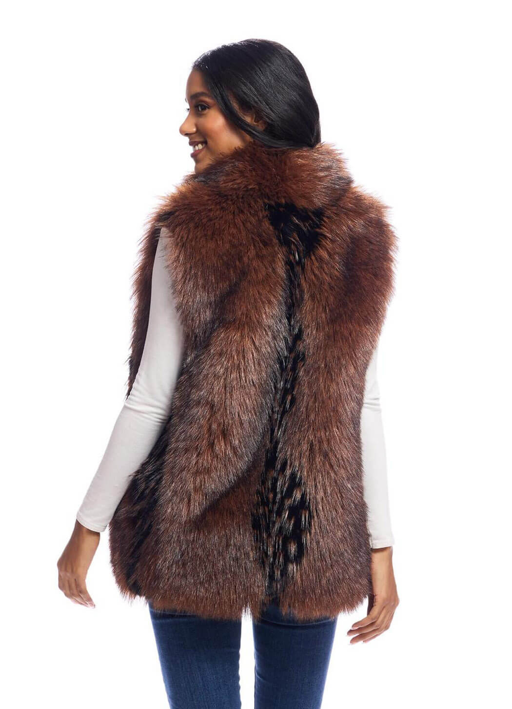 Fabulous Furs Chocolate Fox Faux Fur Hook Vest