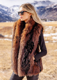 Fabulous Furs Chocolate Fox Faux Fur Hook Vest