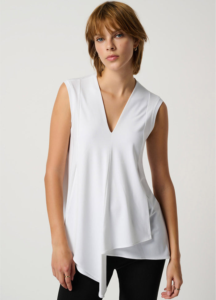 Joseph Ribkoff Sleeveless V-Neck Tunic Vanilla White