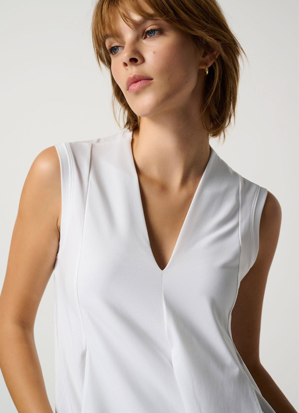 Joseph Ribkoff Sleeveless V-Neck Tunic Vanilla White