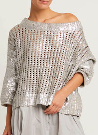 Planet Metallic Crochet Sweater