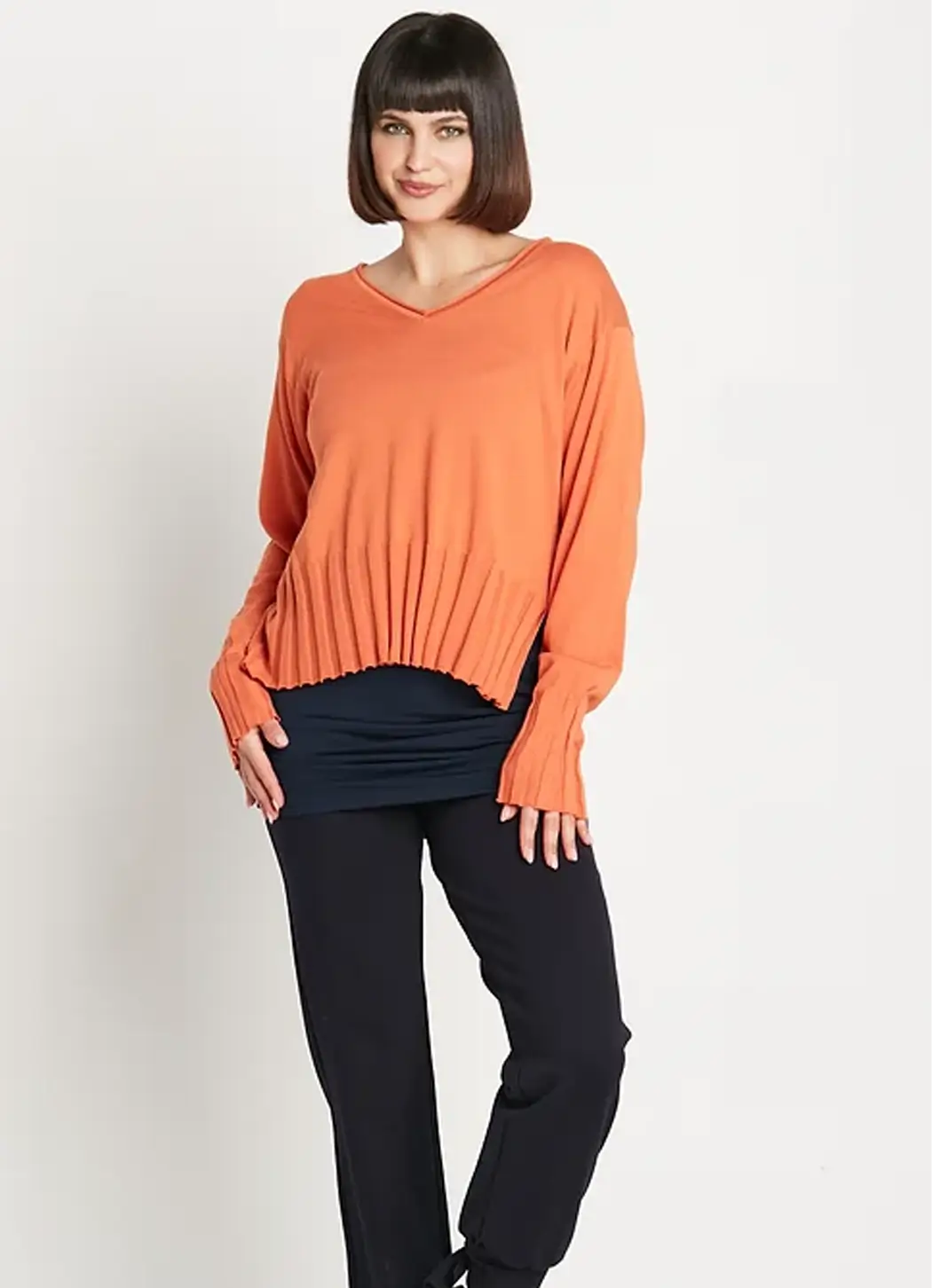 Planet Cropped V Neck Sweater