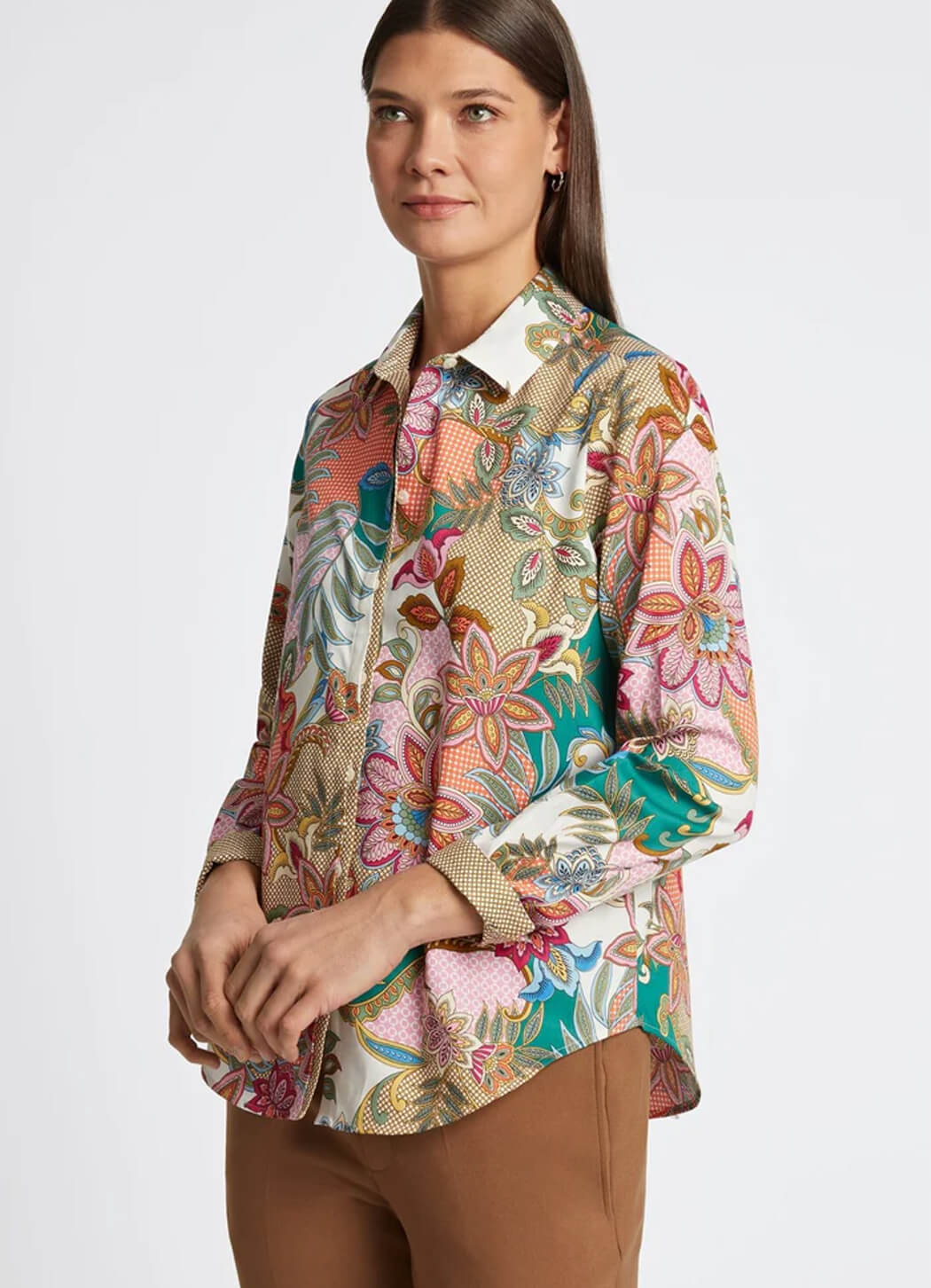 Foxcroft Charlie Long Sleeve Floral Paisley Shirt