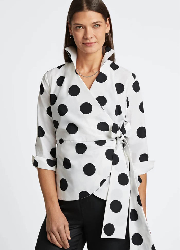 Foxcroft Salina 3/4 Sleeve Dot Shirt