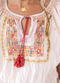 Magnolia Pearl Embroidered Chrissy Folk Blouse