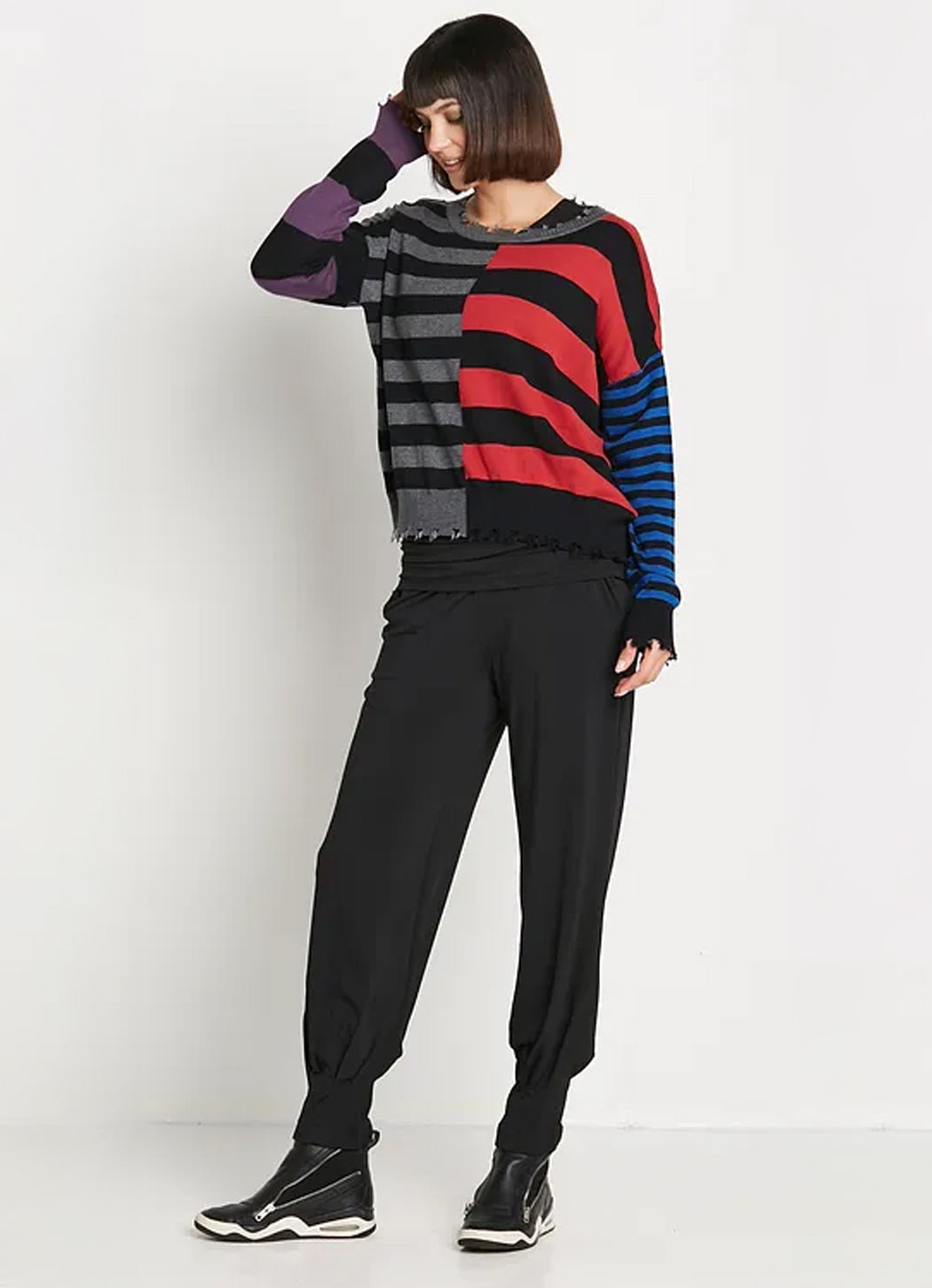 Planet Mixed Stripes Crewneck Sweater