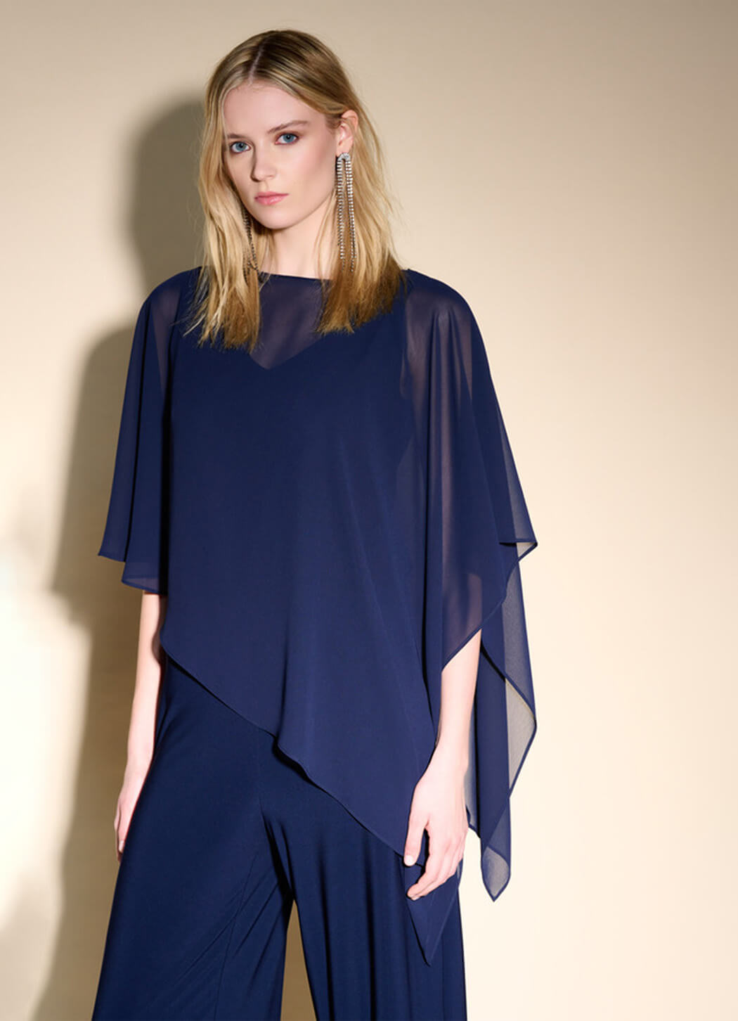 Navy Blue Chiffon Top