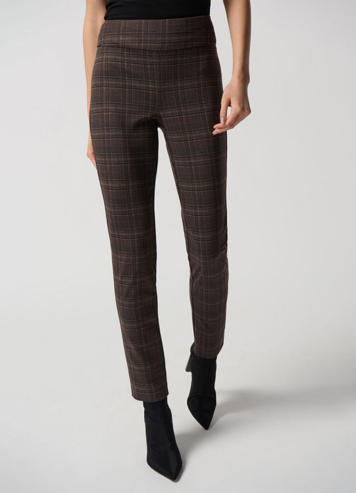 Joseph Ribkoff Heavy Knit Plaid Pull-On Pants