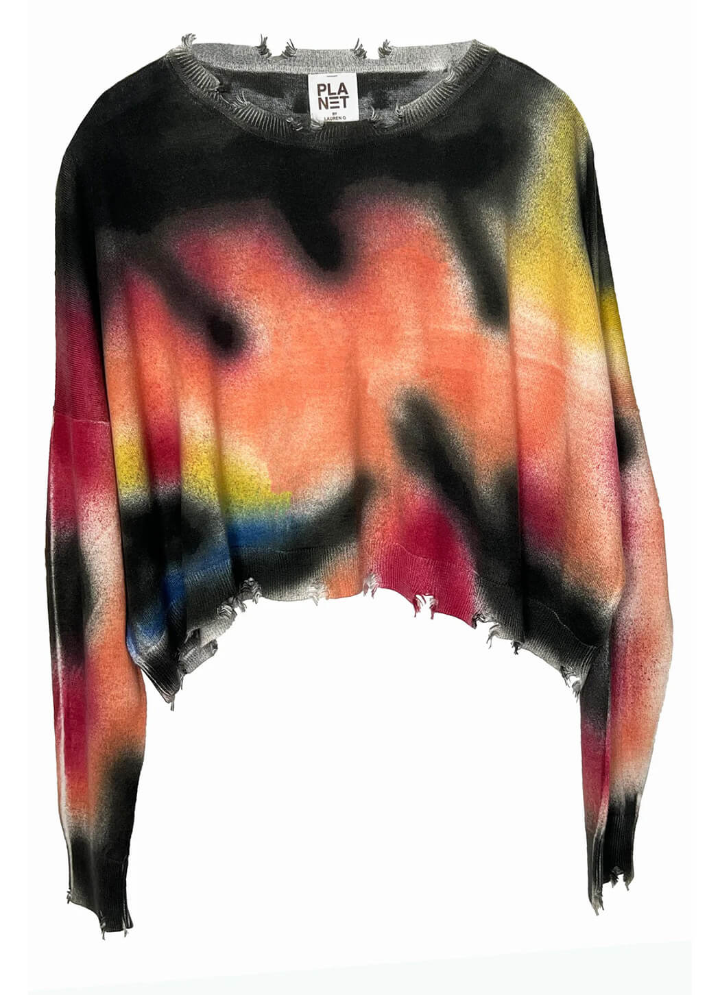 Planet Mini Spray Can Tattered Crewneck Sweater