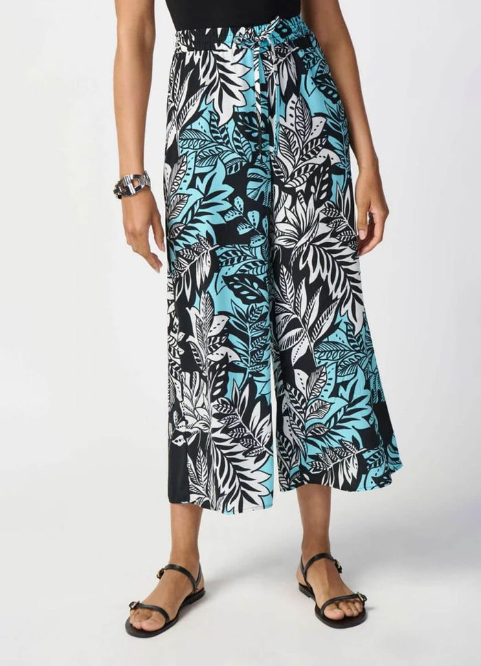 Joseph Ribkoff Tropical Print Gauze Culotte Pant