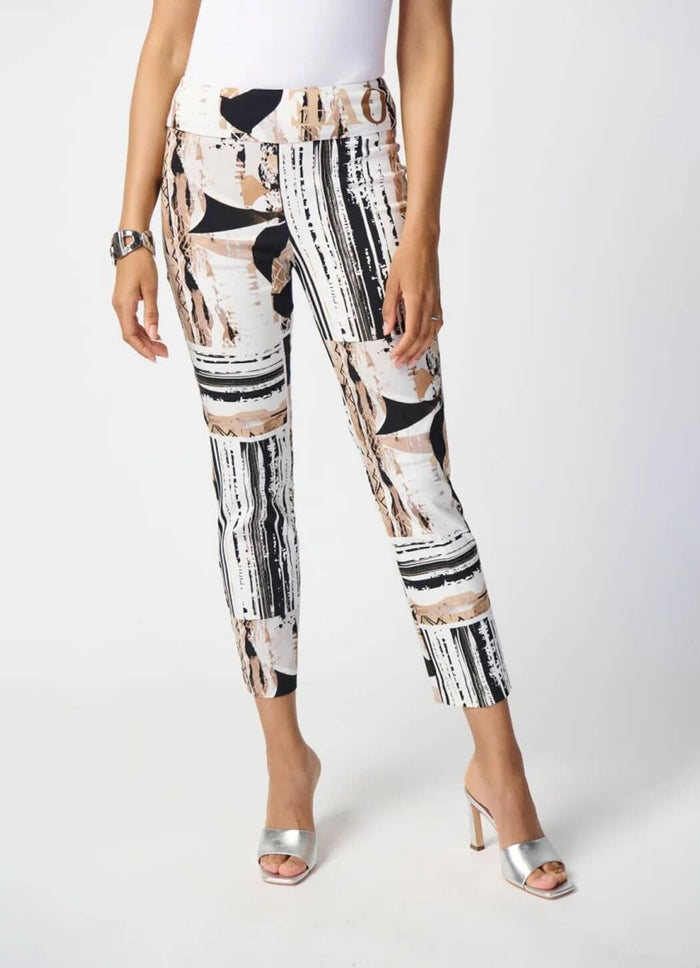 Joseph Ribkoff Abstract Print Cropped Pant