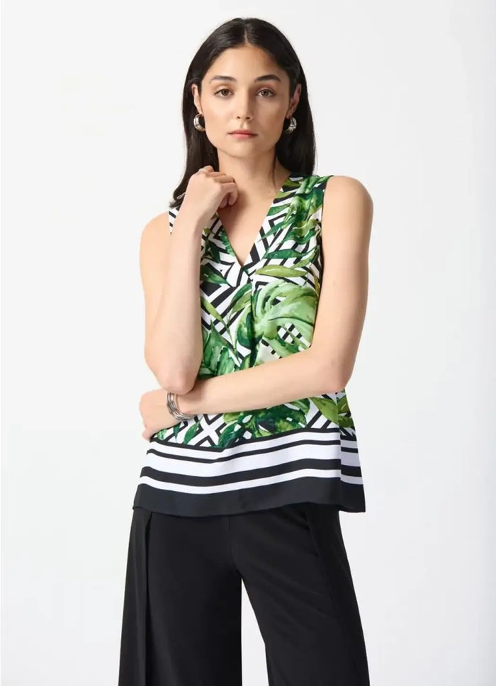 Joseph Ribkoff Tropical Print Flared Top