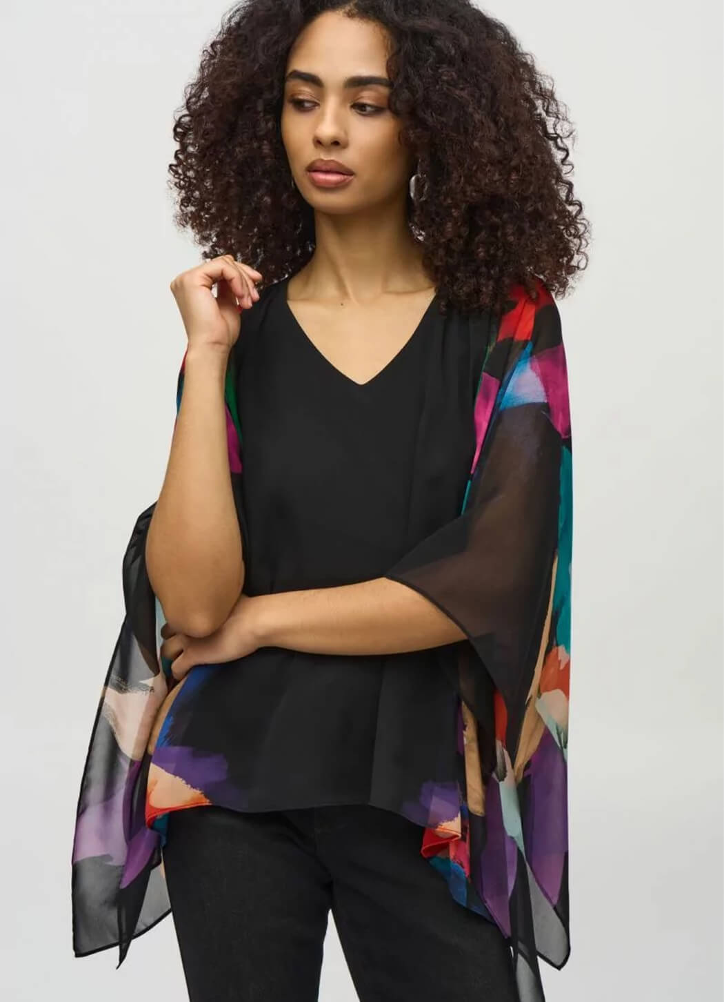 Joseph Ribkoff Chiffon Abstract Poncho Top