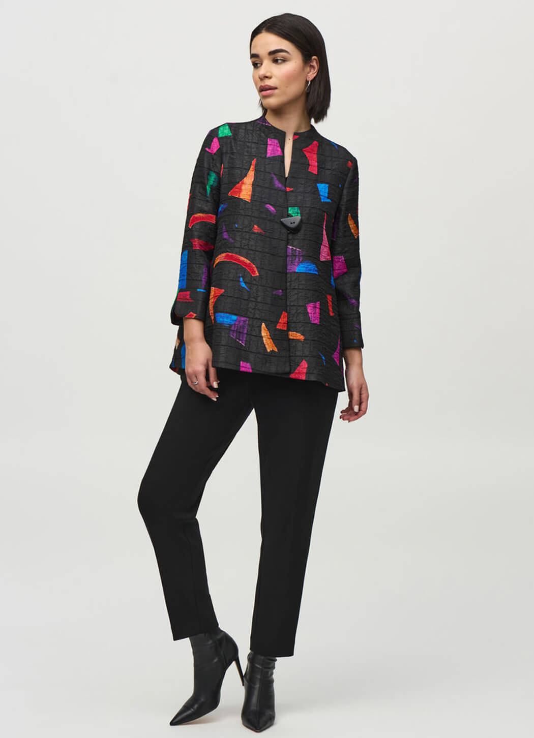 Joseph Ribkoff Abstract Print Jacquard Trapeze Jacket