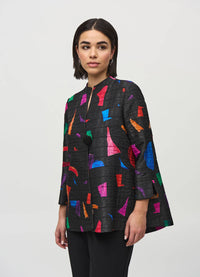 Joseph Ribkoff Abstract Print Jacquard Trapeze Jacket