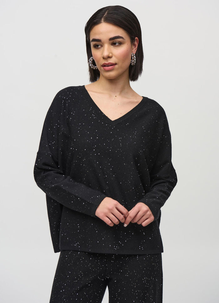 Joseph Ribkoff V Neck Glitter Pullover