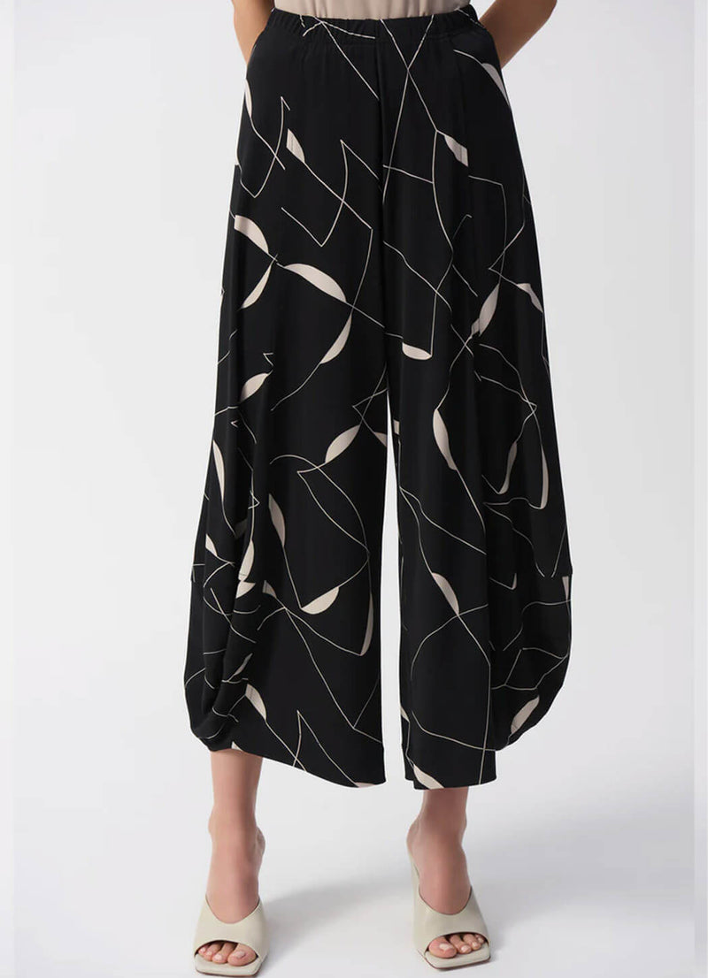 Joseph Ribkoff Silky Knit Geometric Print Culotte Pant