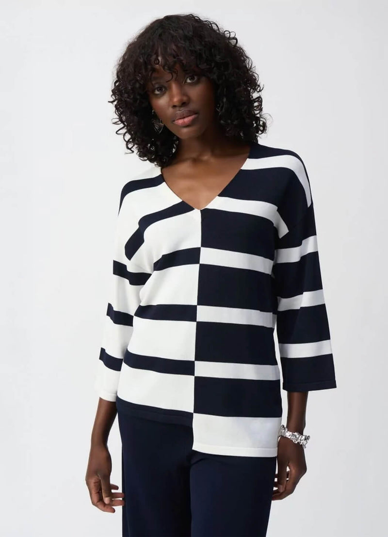 Joseph Ribkoff Striped V-Neck Sweater