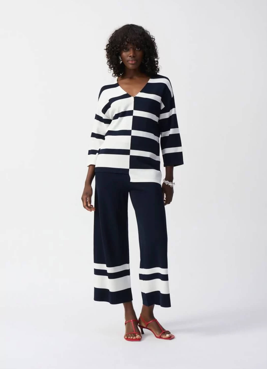 Joseph Ribkoff Striped V-Neck Sweater