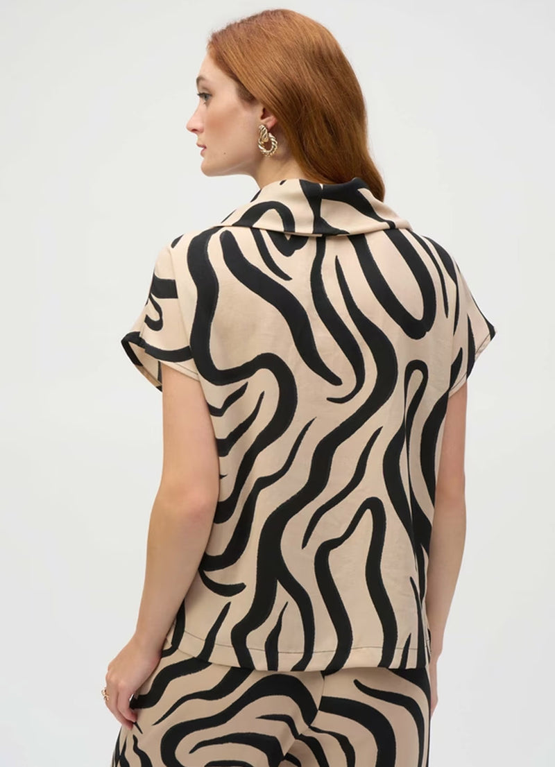 Joseph Ribkoff Abstract Print Cowl Neck Top