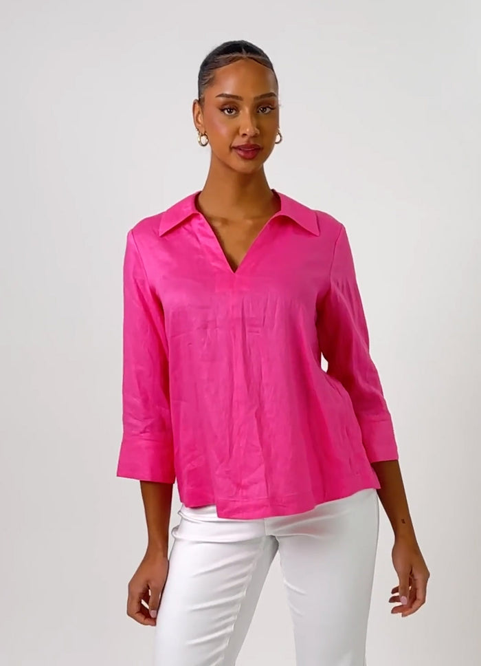 Joseph Ribkoff V-Neck Linen Boxy Top