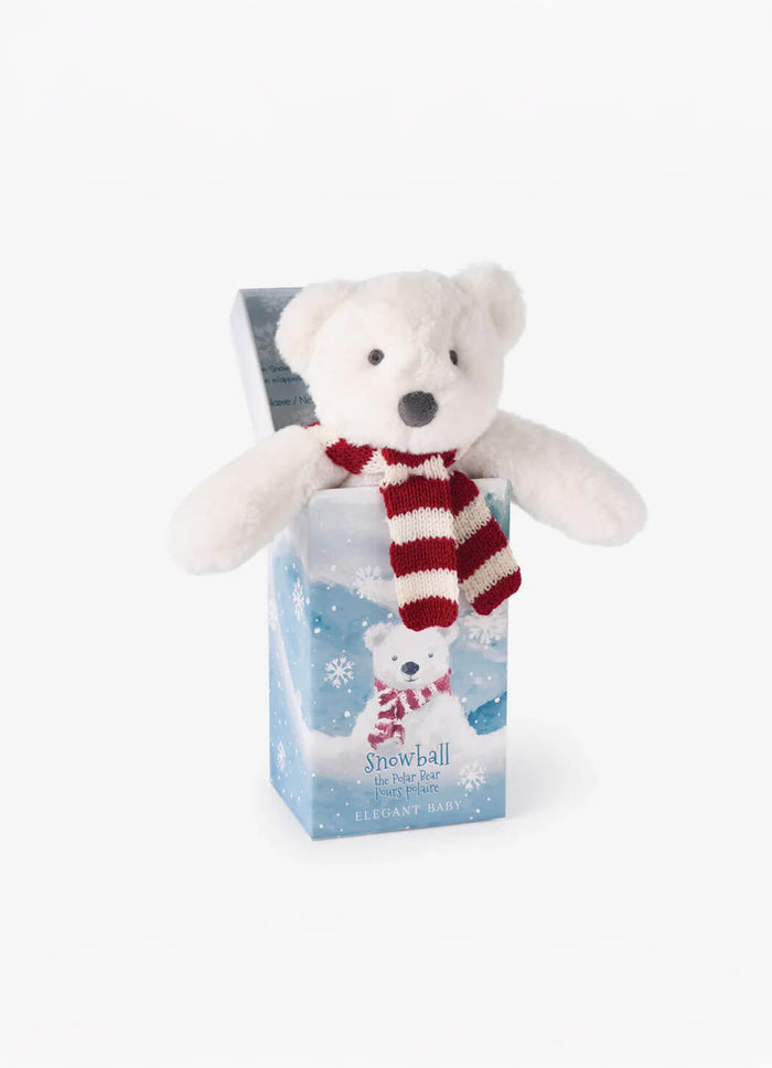 Elegant Baby Snowball the Polar Bear Snuggler With Gift Box