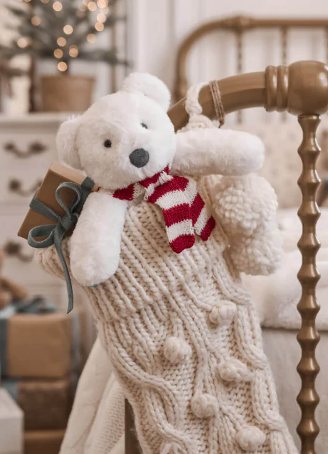 Elegant Baby Snowball the Polar Bear Snuggler With Gift Box