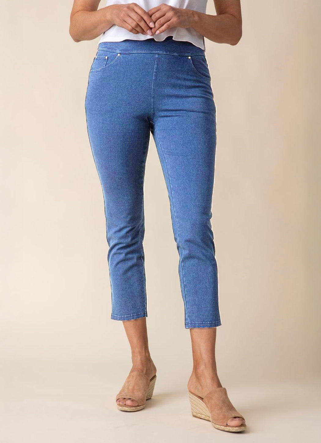 Habitat Stone Wash Cotton Capri Knit Jean