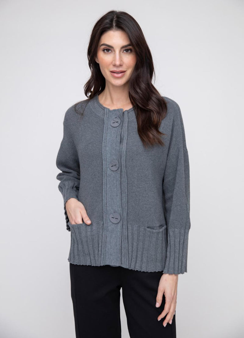 LIV Rib & Roll Neck Swing Cardi