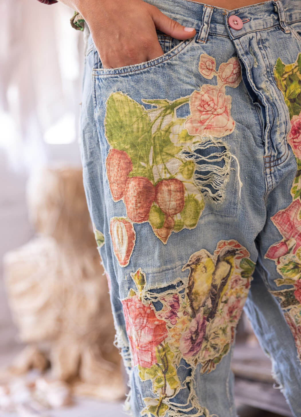 Magnolia Pearl Floral Applique Miner Denims