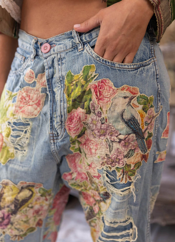 Magnolia Pearl Floral Applique Miner Denims