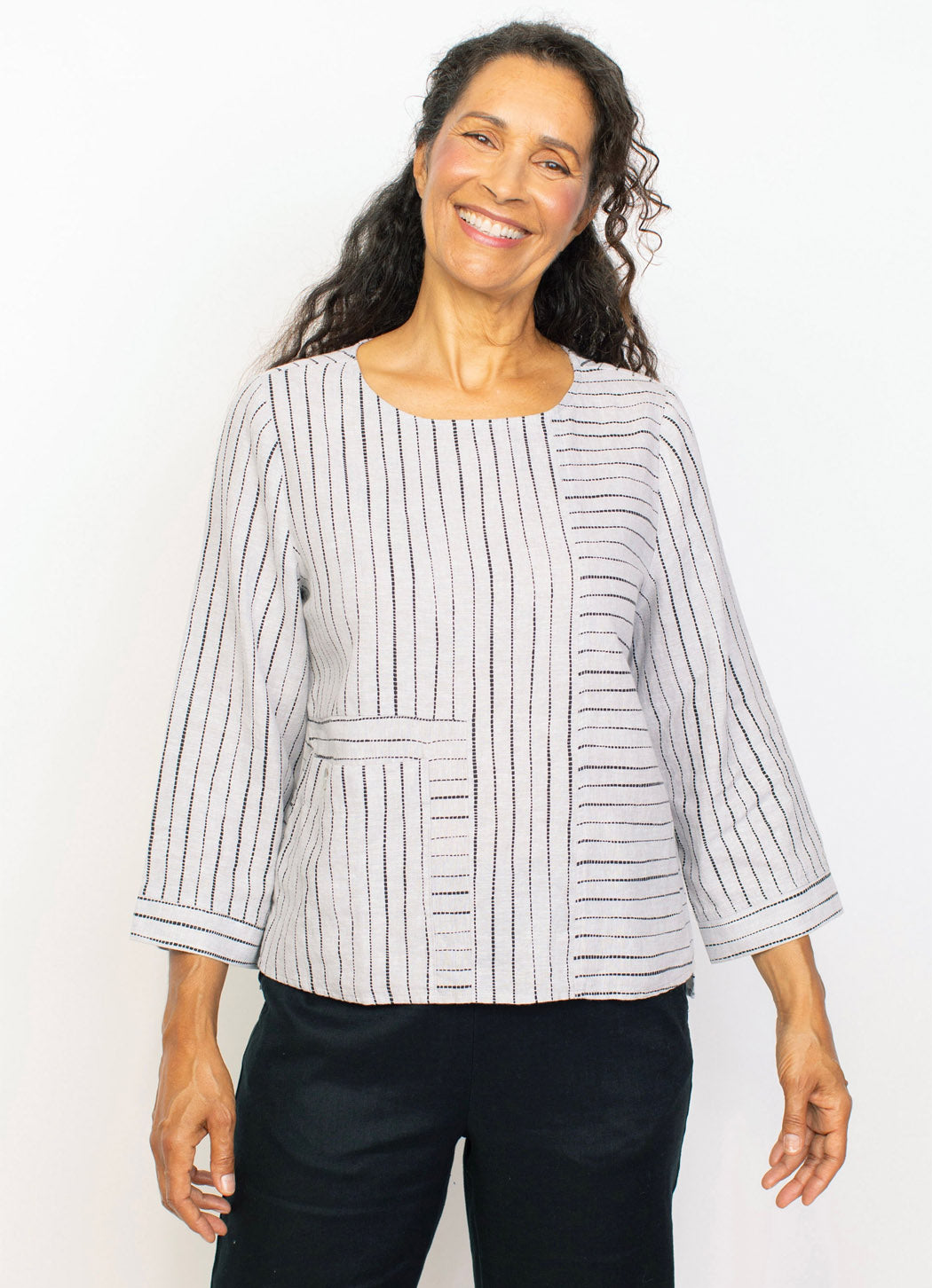 Habitat Linen Stripe Pocket Pullover