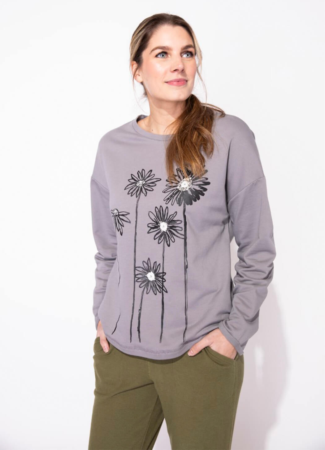 Escape Daisy Stems Fleece Pullover