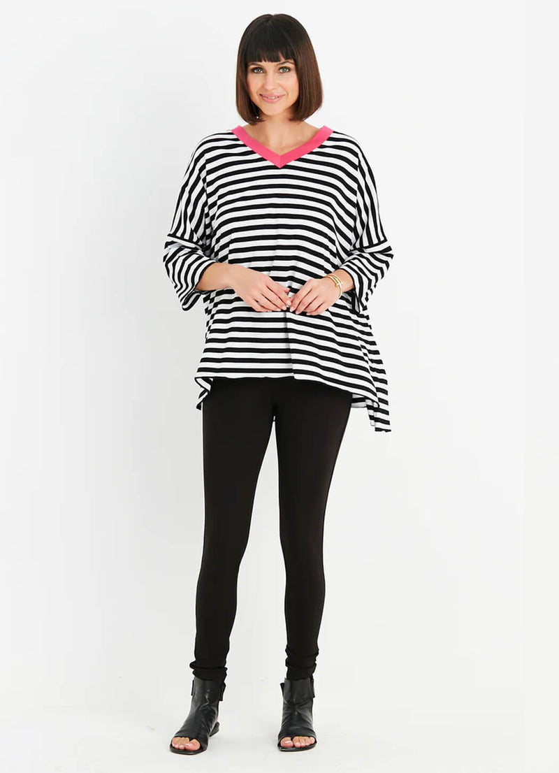 Planet Striped Short Sleeve V Tee