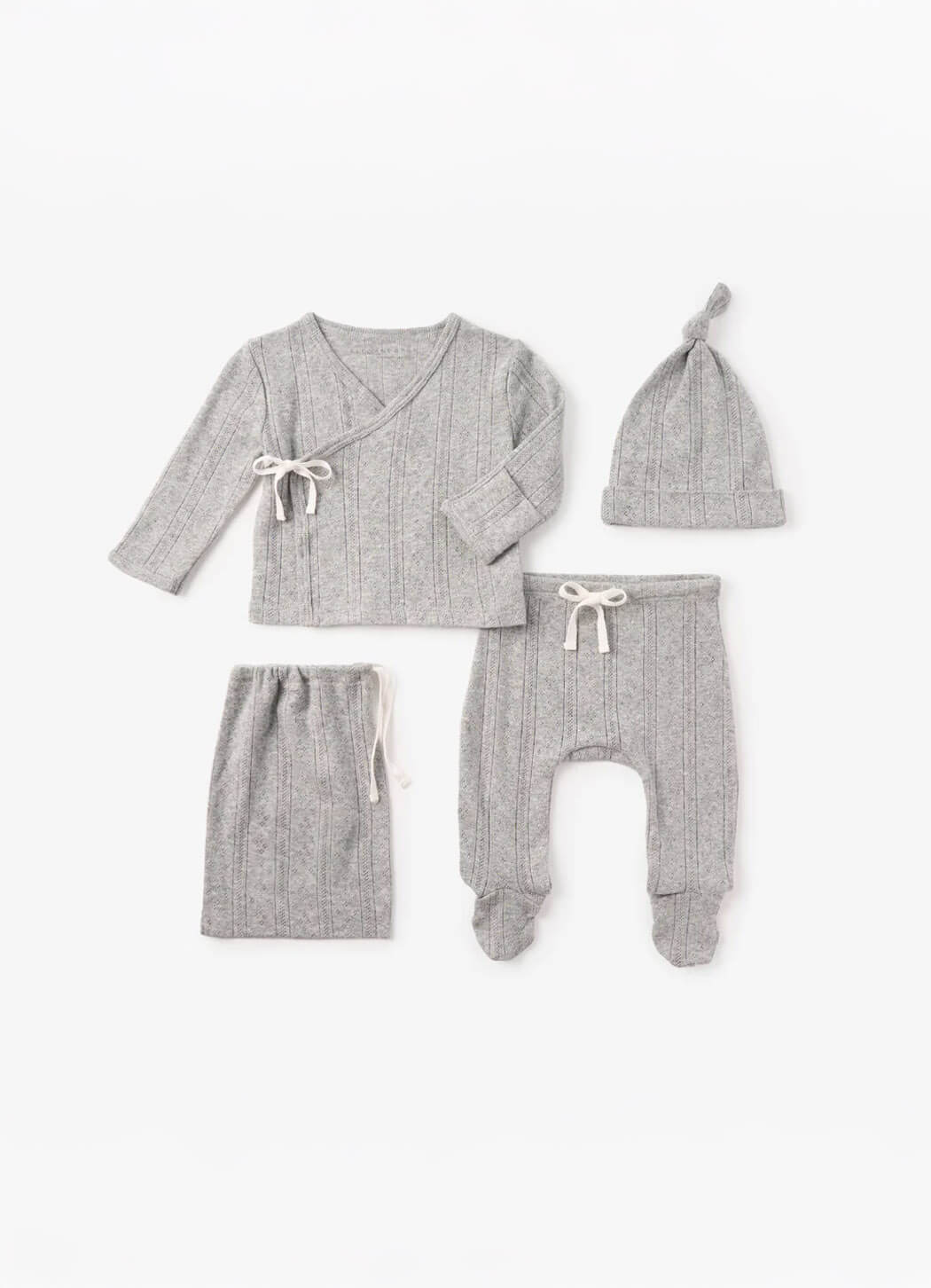 Elegant Baby Gray Pointelle Layette Gift Bag Set