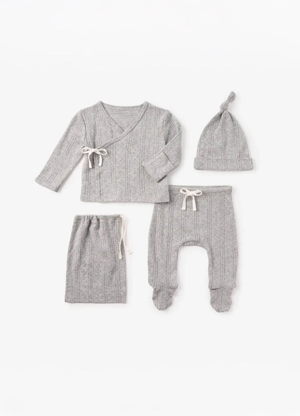 Elegant Baby Gray Pointelle Layette Gift Bag Set