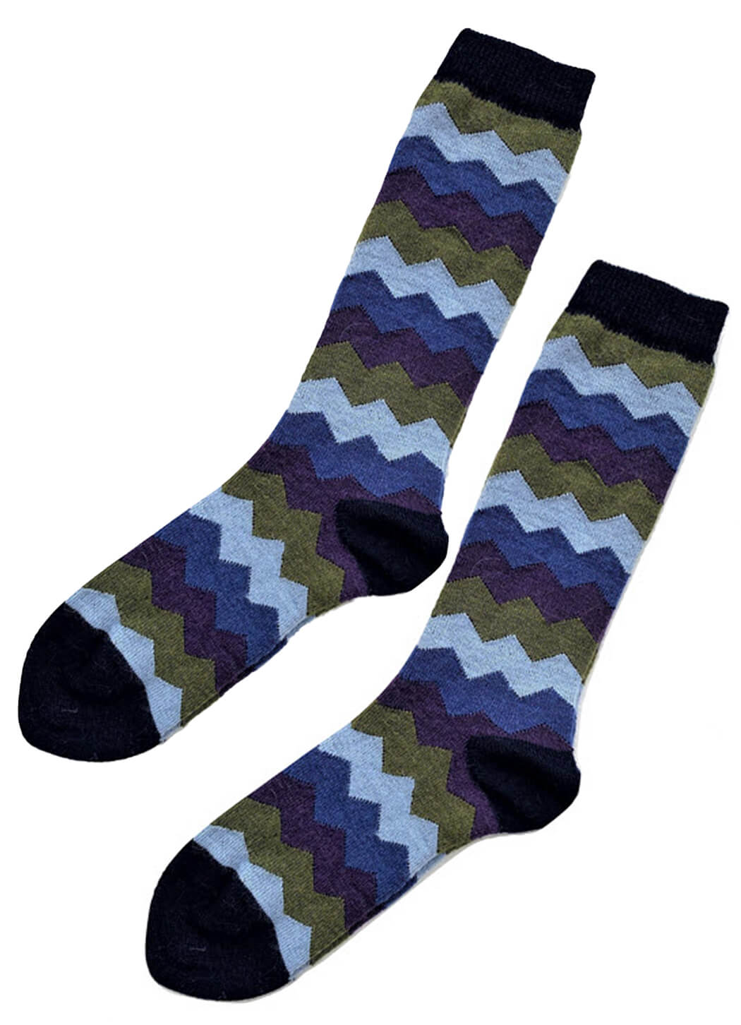 Tey Art Mountain Stripe Alpaca Socks - Navy