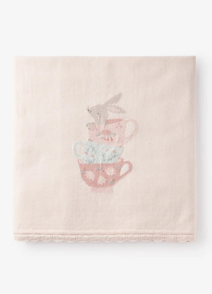 Elegant Baby Tea Party Cotton Knit Blanket