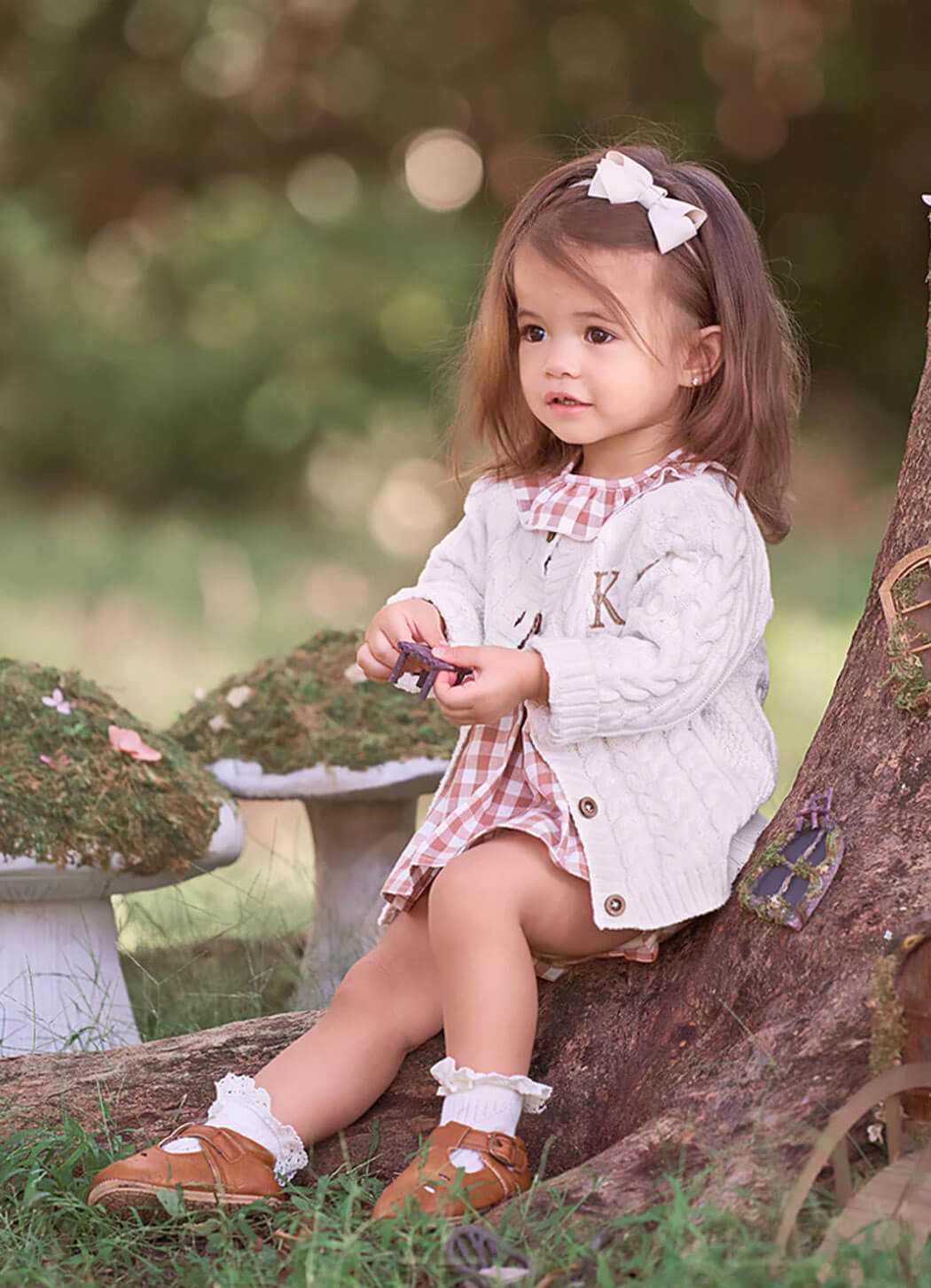 Elegant Baby 6-9M Whisper White Horseshoe Cable Cardigan