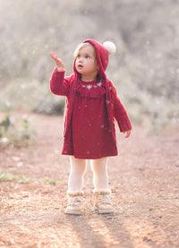 Elegant Baby Snowflake Pointelle Dress With Bloomer Set