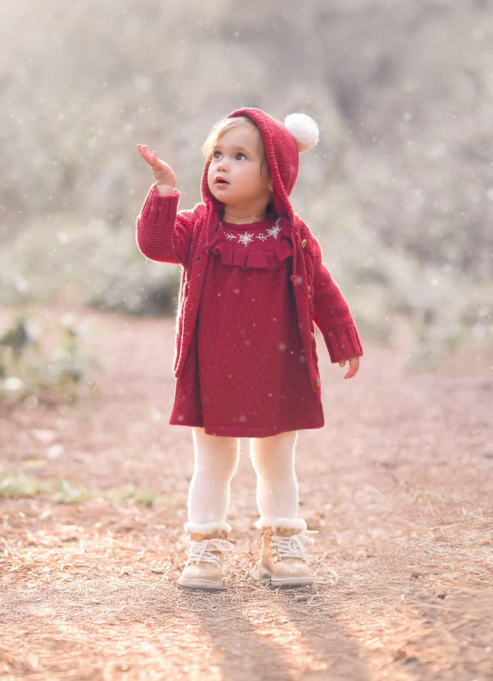 Elegant Baby Snowflake Pointelle Dress With Bloomer Set