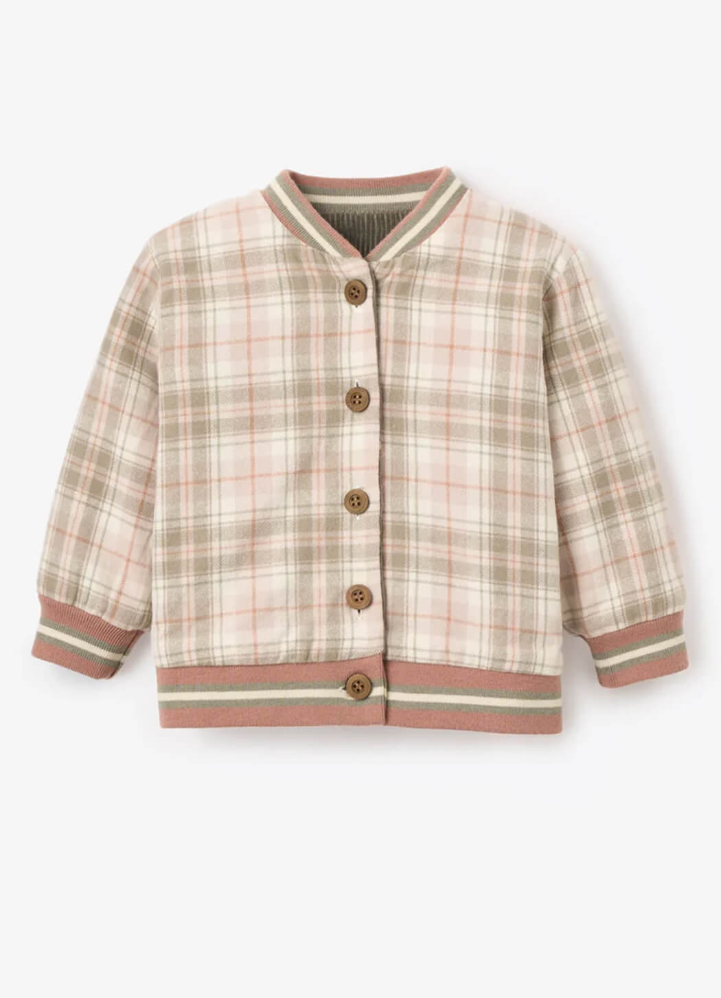 Elegant Baby Reversible Dinosaur Corduroy/Plaid Varsity Jacket