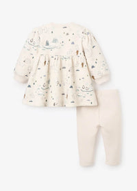 Elegant Baby Arctic Printed Organic Fleece Dress & Rib Legging Set