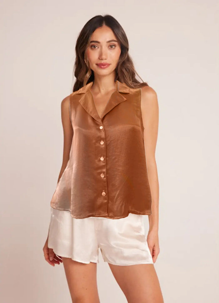 Bella Dahl Sleeveless Notch Collar Button Down