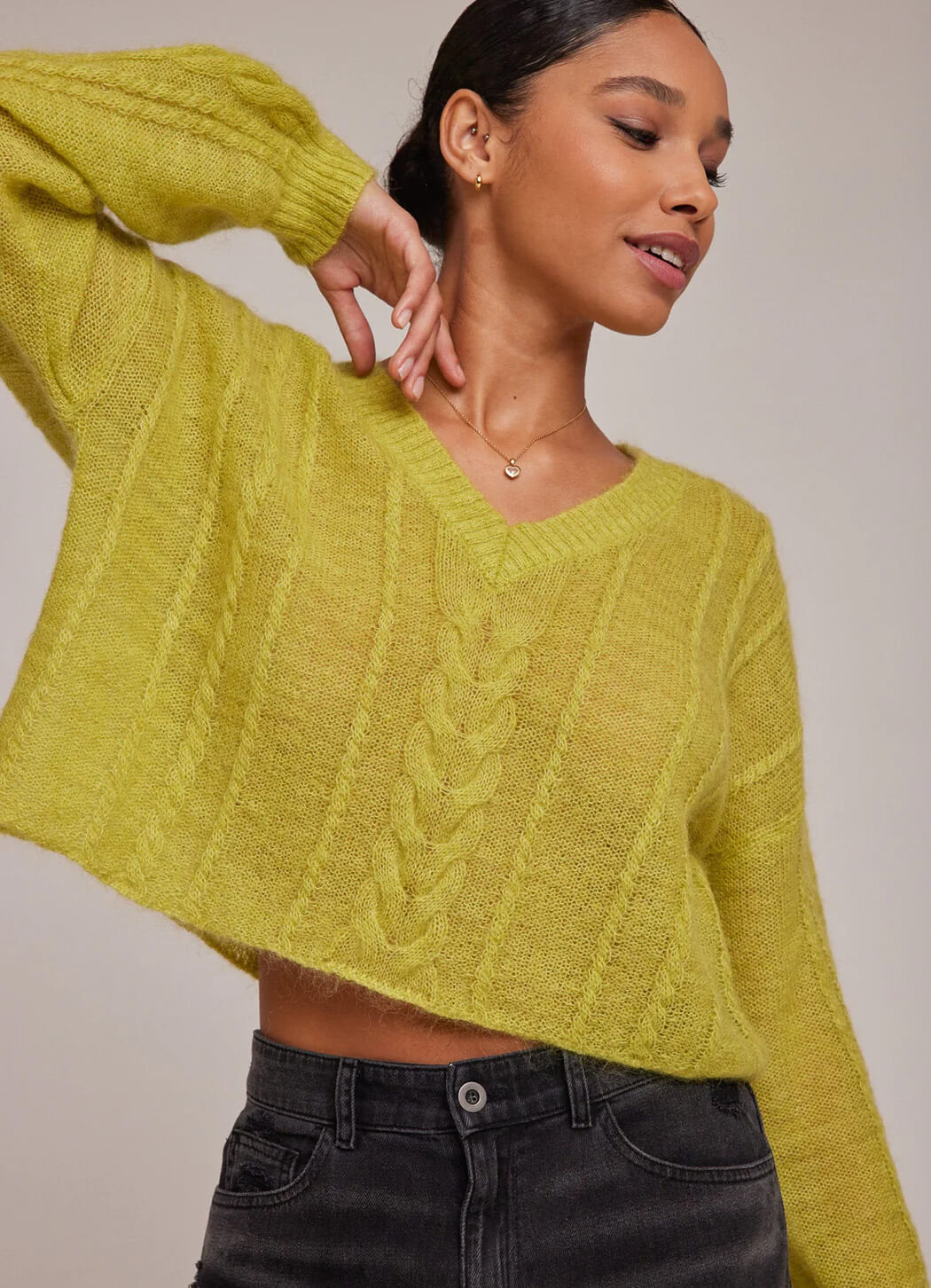 Bella Dahl V Neck Cropped Sweater Details Direct