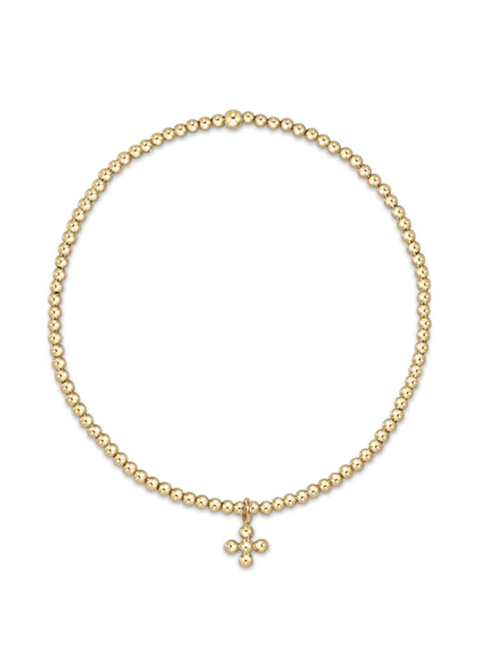 Enewton Classic Gold 2mm Bead Bracelet - Classic Beaded Signature Cross Small Charm